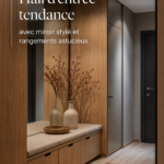 Entrée moderne avec miroir stylé et solutions de rangement astucieuses