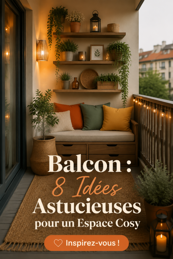 Un balcon cosy décoré avec des plantes et des meubles confortables.