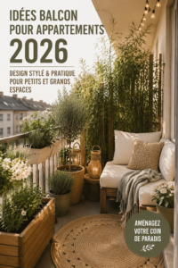 Un balcon bien aménagé avec des plantes et du mobilier confortable.