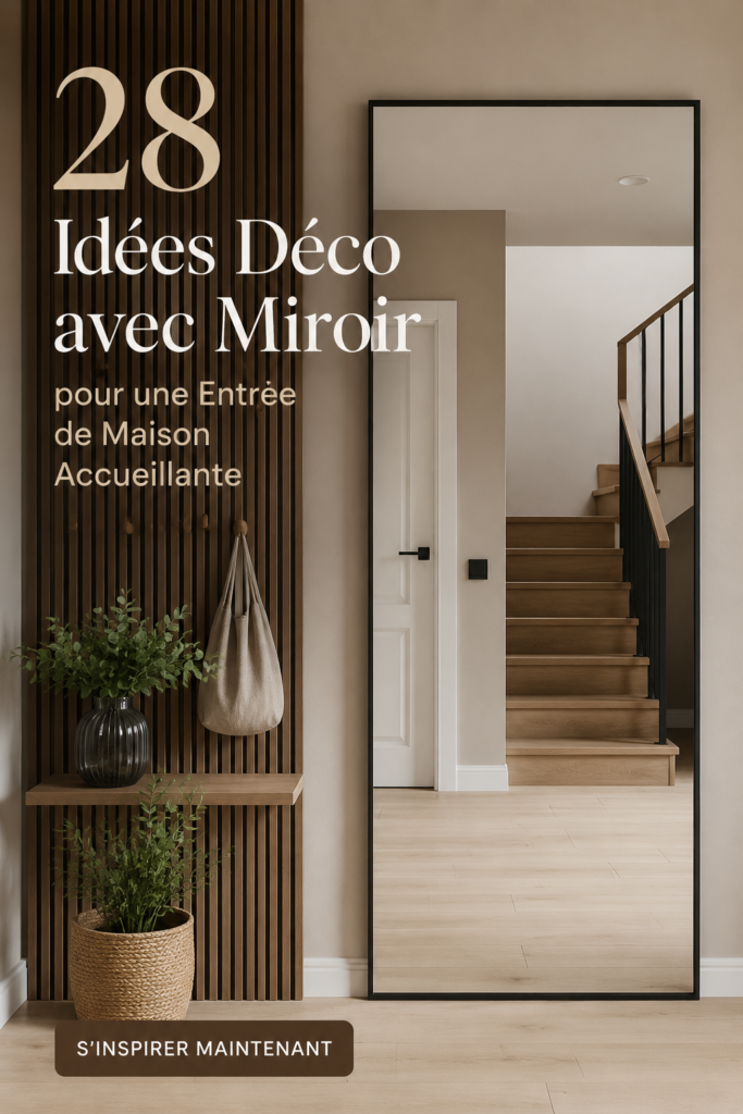 Entrée accueillante avec un grand miroir décoratif sur le mur