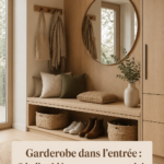 Entrée d'une maison décorée avec un meuble de rangement et des plantes.