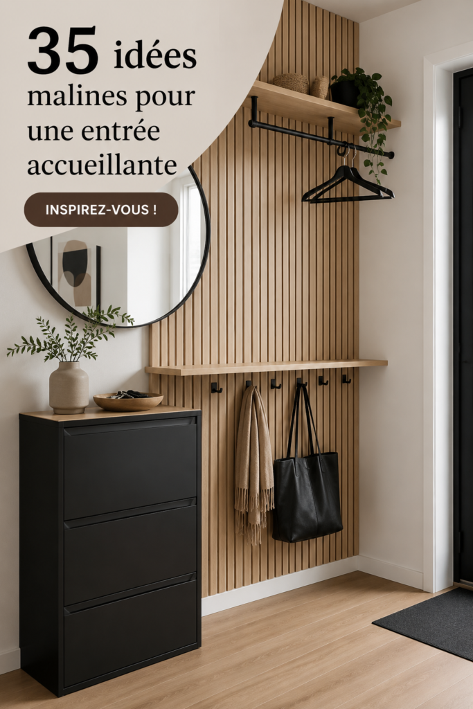 Un hall d'entrée chaleureux avec des éléments décoratifs modernes.