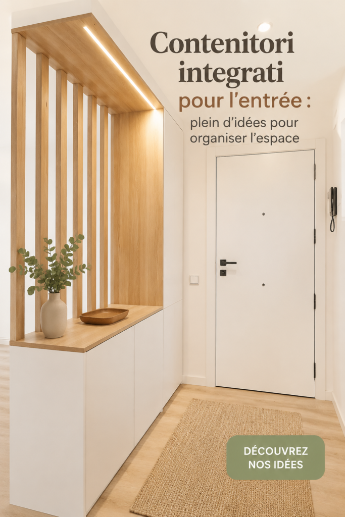 Entrée moderne et bien organisée avec des solutions de rangement astucieuses.