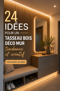 Un mur décoré avec des tasseaux en bois apportant chaleur et style à un intérieur