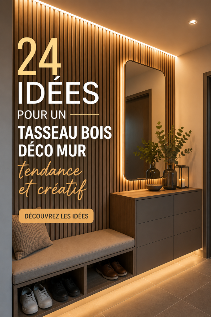 Un mur décoré avec des tasseaux en bois apportant chaleur et style à un intérieur