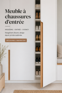 Un meuble à chaussures moderne dans une entrée accueillante, mettant en valeur son design élégant.