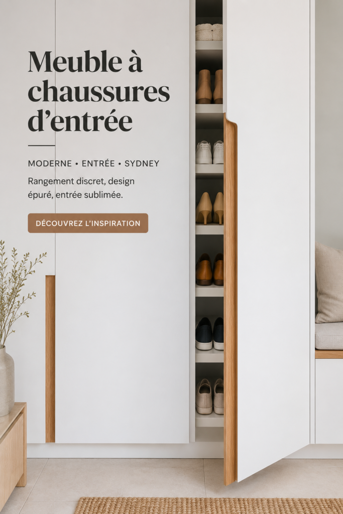 Un meuble à chaussures moderne dans une entrée accueillante, mettant en valeur son design élégant.