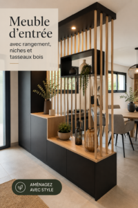Meuble d'entrée moderne en bois avec rangement pratique