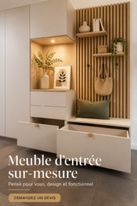 Meuble d'entrée sur-mesure moderne avec rangement intégré