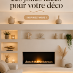 Niche murale décorative avec des objets stylés dans un salon moderne.