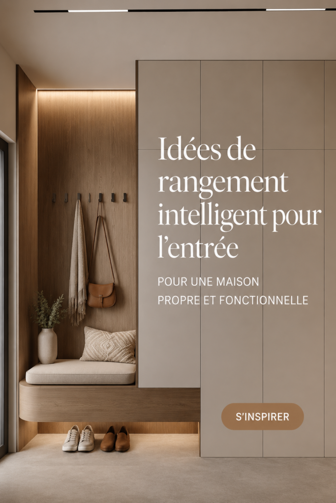 Un vestibule élégant et bien organisé avec des rangements pratiques.