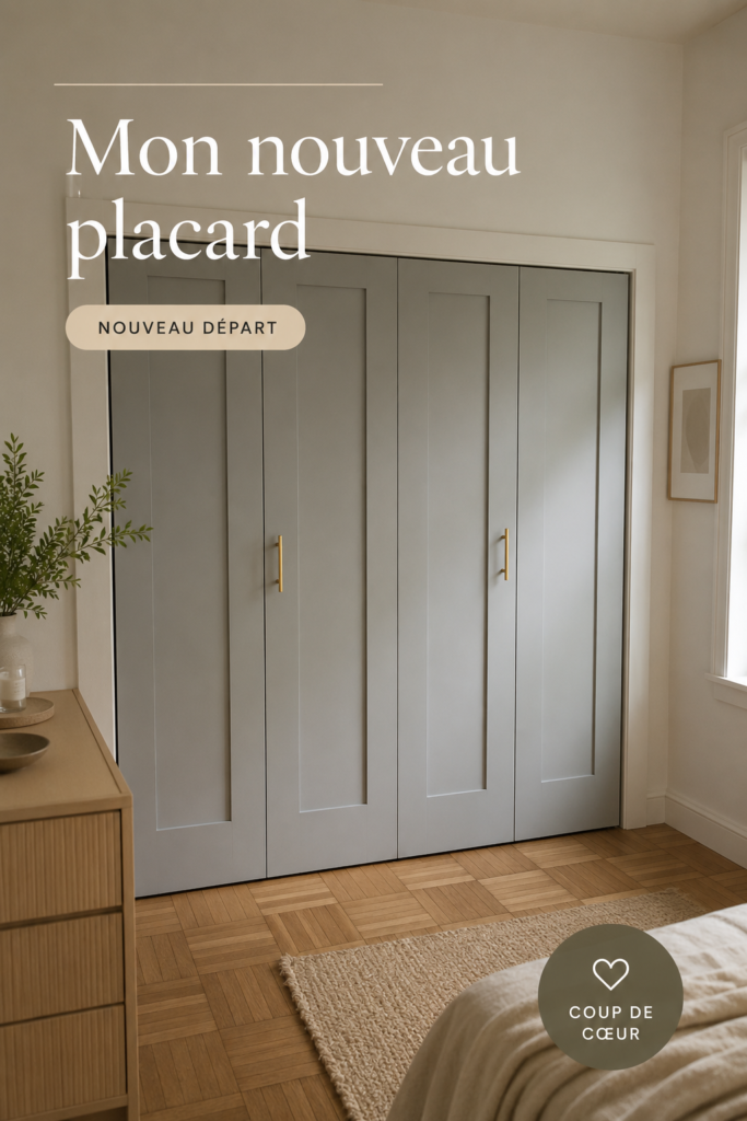 Un placard organisé avec des vêtements bien pliés et des accessoires bien rangés, reflétant une atmosphère accueillante.