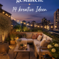 Terrasse aménagée avec des meubles confortables et des plantes vertes.