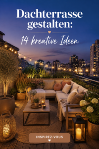 Terrasse aménagée avec des meubles confortables et des plantes vertes.