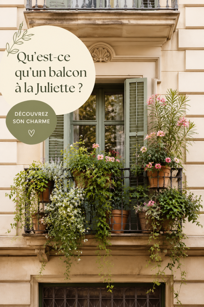 Balconnet de Juliette décoré de plantes et mobilier charmant