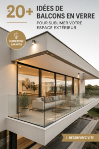 Balcon moderne en verre avec des plantes et du mobilier confortables