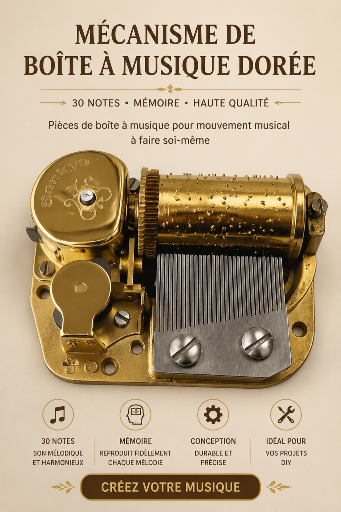 Boîte à musique DIY artisanale avec mécanisme Sankyo visible
