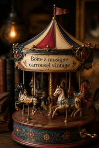 Une boîte à musique vintage délicate avec un carrousel en bois