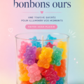 Bougie en pot ours en gélatine colorée dans un intérieur chaleureux
