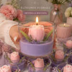 Bougie tulipe décorative en pleine floraison sur une table