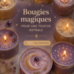 Bougies parfumées avec des étiquettes représentant différents signes zodiacaux