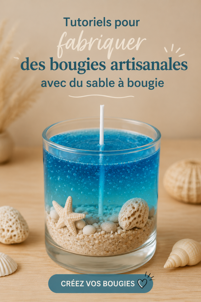 Bougies créatives faites maison avec du sable coloré, décorant une table