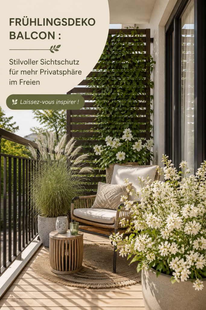 Un balcon décoré avec des plantes et des rideaux pour plus d'intimité