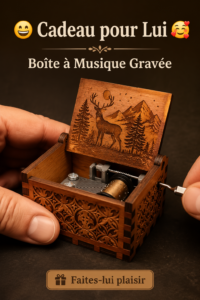 Boîte à musique en bois gravée avec une belle mélodie.