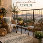 Idées d'aménagement de balcon zen avec plantes et coussins