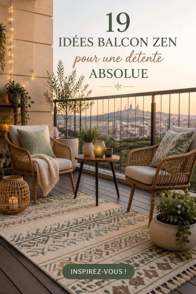 Idées d'aménagement de balcon zen avec plantes et coussins
