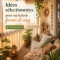 Un balcon fermé magnifiquement décoré avec des plantes et des meubles confortables.