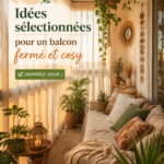Un balcon fermé magnifiquement décoré avec des plantes et des meubles confortables.