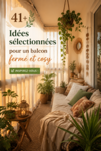 Un balcon fermé magnifiquement décoré avec des plantes et des meubles confortables.