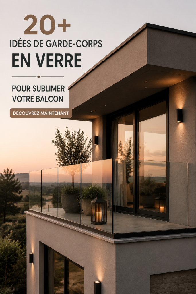 Une belle balustrade en verre moderne sur un balcon avec vue.