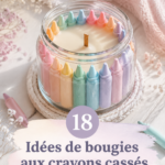 Une belle bougie fabriquée à partir de crayons recyclés, présentant une idée de bricolage créatif.