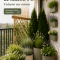 Un balcon joliment aménagé avec des plantes de saison colorées