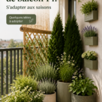 Un balcon joliment aménagé avec des plantes de saison colorées