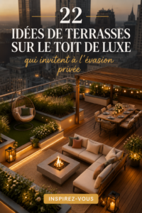 Terrasse de luxe avec mobilier élégant, vue imprenable et végétation luxuriante.