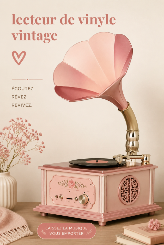 Un tourne-disque vintage dans un intérieur chaleureux et esthétique