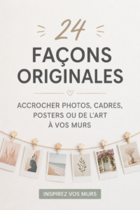 Mur décoré avec des photos, cadres et affiches