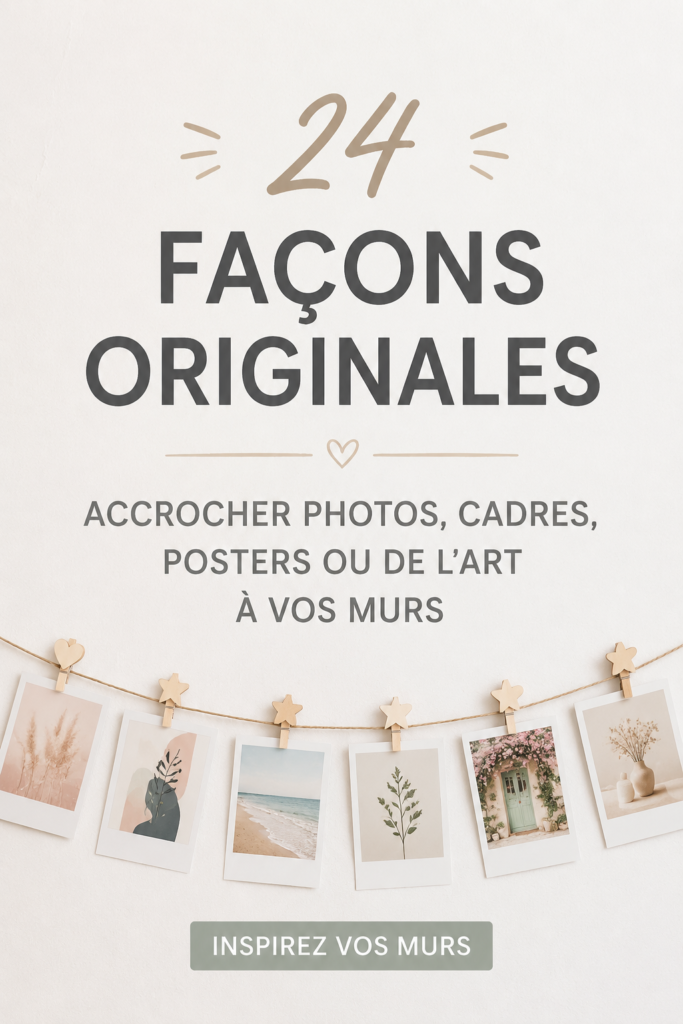 Mur décoré avec des photos, cadres et affiches