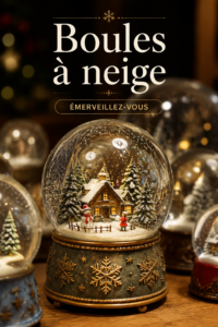 Boules à neige décoratives pour un Noël chaleureux dans un salon bien aménagé.