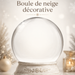 Boules de neige décoratives faites maison sur une table de Noël.