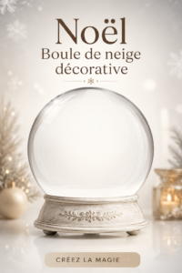 Boules de neige décoratives faites maison sur une table de Noël.