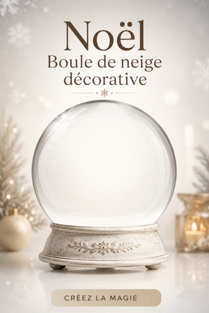 Boules de neige décoratives faites maison sur une table de Noël.