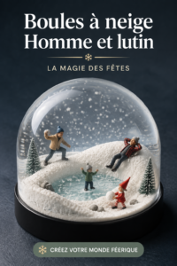 Boules à neige décoratives sur une table de Noël, apportant une touche chaleureuse à l'intérieur.