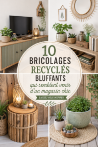 Bricolages recyclés élégants pour décoration intérieure.