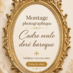 Intérieur moderne avec un cadre ovale baroque doré accroché au mur