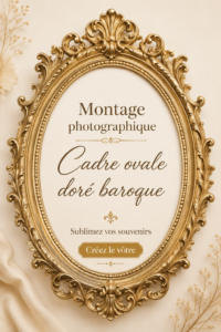 Intérieur moderne avec un cadre ovale baroque doré accroché au mur