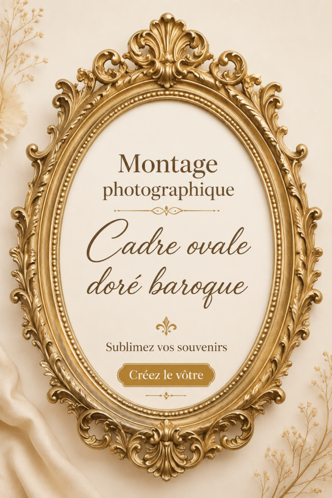 Intérieur moderne avec un cadre ovale baroque doré accroché au mur